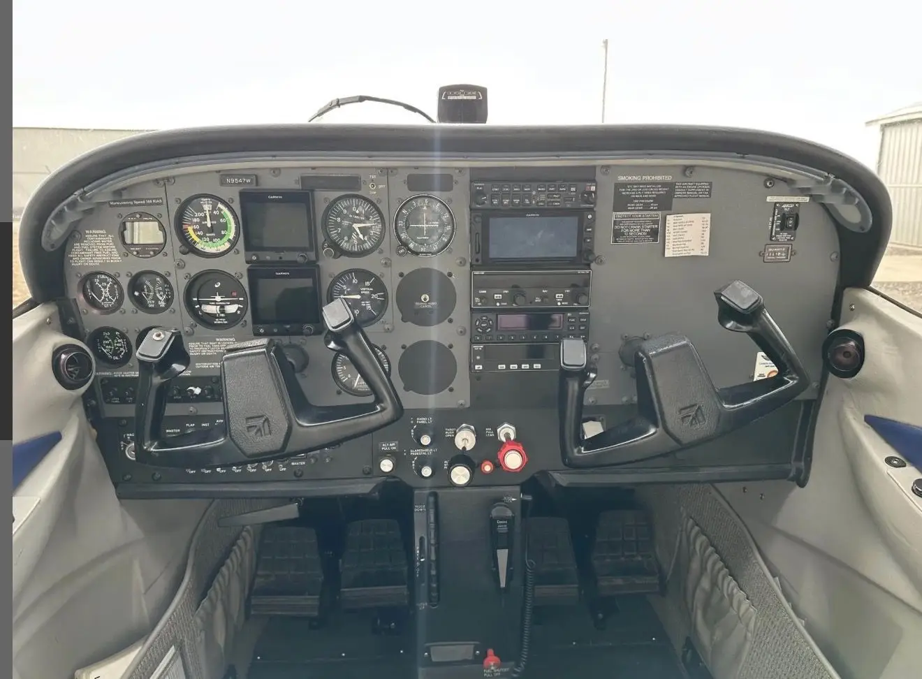 Cessna 172R cockpit with avionics panel