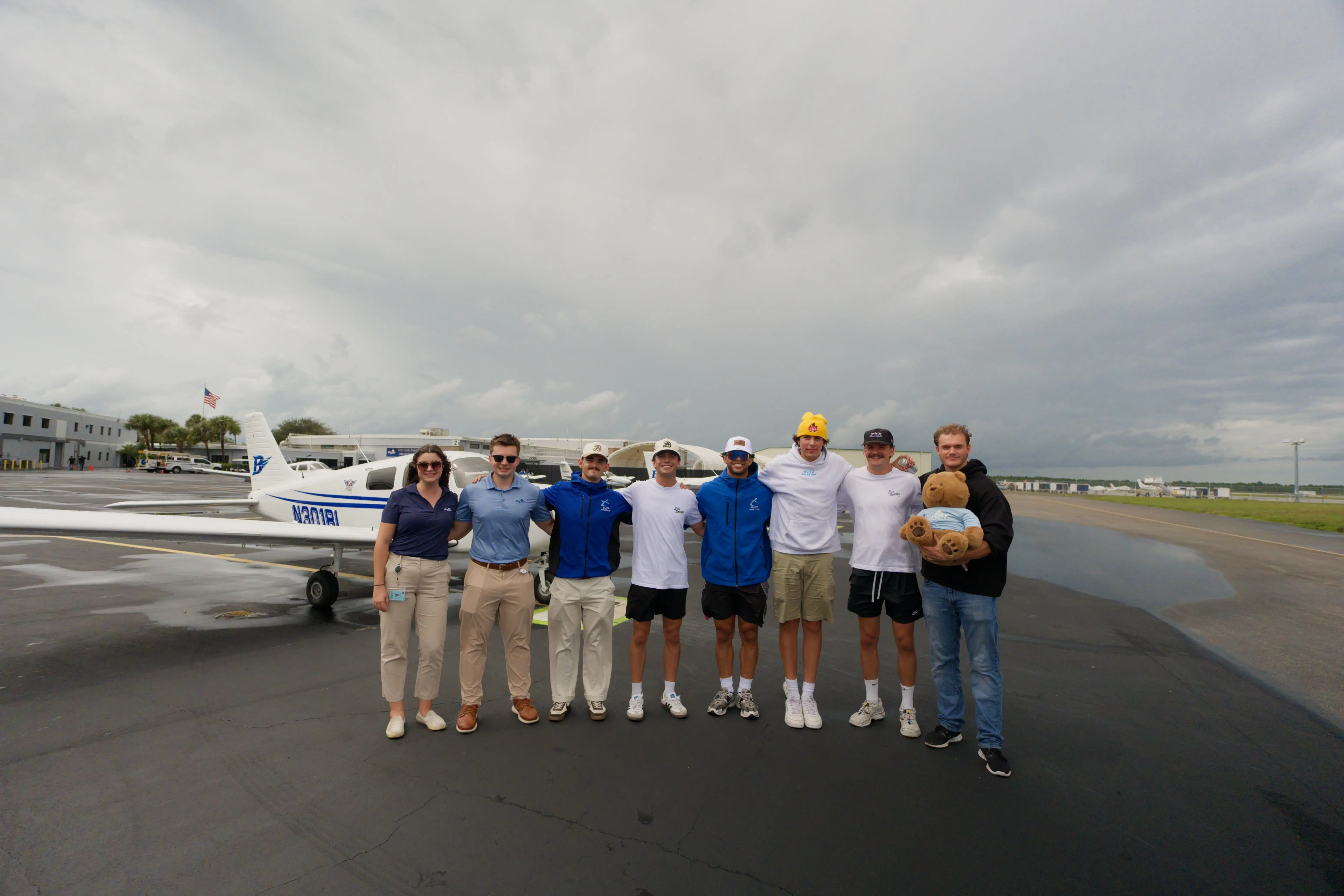 Blitz Aviation flight training team with training aircraft in Ogden, Utah